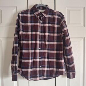 Aeropostale Men's M Purple Blue Pink Plaid Flannel Long Sleeve Button Shirt